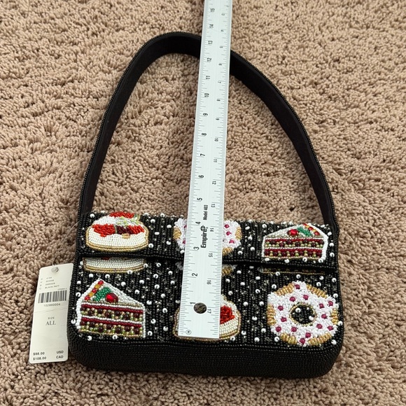NWT new Anthropologie Fiona beaded shoulder bag holiday desserts black winter - Picture 15 of 17